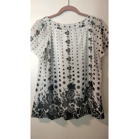 Blouse short sleeve Women's LARGE floral - Picture 4 of 4